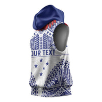 Personalised Toa Samoa Rugby Spirit Sleeveless Hoodie White Samoan Tribal Pattern - Polynesian Pride
