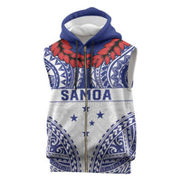 Personalised Toa Samoa Rugby Spirit Sleeveless Zip Hoodie White Samoan Tribal Pattern - Polynesian Pride