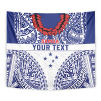 Personalised Toa Samoa Rugby Spirit Tapestry White Samoan Tribal Pattern - Polynesian Pride