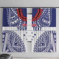 Personalised Toa Samoa Rugby Spirit Window Curtain White Samoan Tribal Pattern - Polynesian Pride
