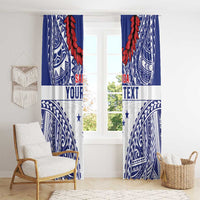 Personalised Toa Samoa Rugby Spirit Window Curtain White Samoan Tribal Pattern - Polynesian Pride