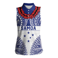 Personalised Toa Samoa Rugby Spirit Women Sleeveless Polo Shirt White Samoan Tribal Pattern - Polynesian Pride