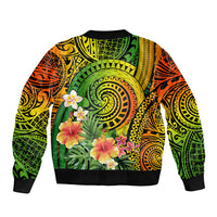 Polynesia Bomber Jacket Pasifika Tribal with Tropical Flowers LT9 - Polynesian Pride