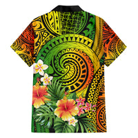 Polynesia Family Matching Puletasi Dress and Hawaiian Shirt Pasifika Tribal with Tropical Flowers LT9 - Polynesian Pride