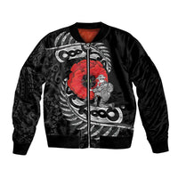 ANZAC Day Aotearoa Silver Fern Maori Personalised Bomber Jacket LT9 Unisex Black - Polynesian Pride