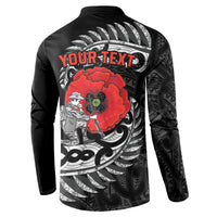 ANZAC Day Aotearoa Silver Fern Maori Personalised Button Sweatshirt