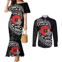 ANZAC Day Aotearoa Silver Fern Maori Personalised Couples Matching Mermaid Dress and Long Sleeve Button Shirt