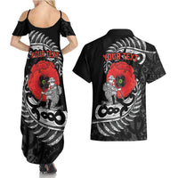 ANZAC Day Aotearoa Silver Fern Maori Personalised Couples Matching Summer Maxi Dress and Hawaiian Shirt