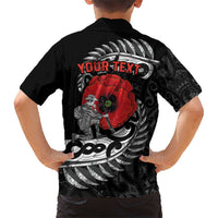 ANZAC Day Aotearoa Silver Fern Maori Personalised Family Matching Short Sleeve Bodycon Dress and Hawaiian Shirt LT9 - Polynesian Pride