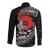 ANZAC Day Aotearoa Silver Fern Maori Personalised Long Sleeve Button Shirt