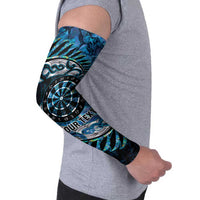 New Zealand Darts Personalised Arm Sleeves Aotearoa Silver Fern Blue Papua Shell Spirit - Polynesian Pride