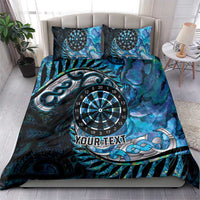 New Zealand Darts Personalised Bedding Set Aotearoa Silver Fern Blue Papua Shell Spirit