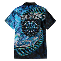 New Zealand Darts Personalised Family Matching Off Shoulder Maxi Dress and Hawaiian Shirt Aotearoa Silver Fern Blue Papua Shell Spirit LT9 - Polynesian Pride