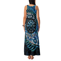New Zealand Darts Personalised Family Matching Tank Maxi Dress and Hawaiian Shirt Aotearoa Silver Fern Blue Papua Shell Spirit