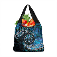 New Zealand Darts Personalised Grocery Bag Aotearoa Silver Fern Blue Papua Shell Spirit
