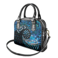 New Zealand Darts Personalised Shoulder Handbag Aotearoa Silver Fern Blue Papua Shell Spirit LT9 - Polynesian Pride