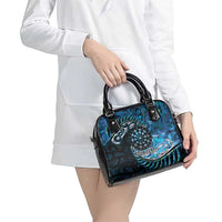 New Zealand Darts Personalised Shoulder Handbag Aotearoa Silver Fern Blue Papua Shell Spirit LT9 - Polynesian Pride