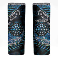 New Zealand Darts Personalised Skinny Tumbler Aotearoa Silver Fern Blue Papua Shell Spirit