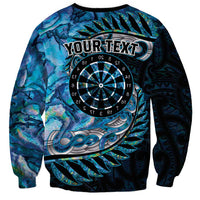 New Zealand Darts Personalised Sweatshirt Aotearoa Silver Fern Blue Papua Shell Spirit
