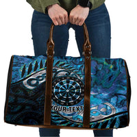 New Zealand Darts Personalised Travel Bag Aotearoa Silver Fern Blue Papua Shell Spirit - Polynesian Pride