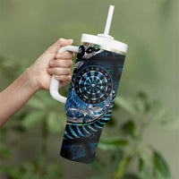 New Zealand Darts Personalised Tumbler With Handle Aotearoa Silver Fern Blue Papua Shell Spirit