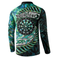 New Zealand Darts Personalised Button Sweatshirt Aotearoa Silver Fern Green Papua Shell Spirit