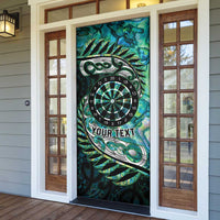 New Zealand Darts Personalised Door Cover Aotearoa Silver Fern Green Papua Shell Spirit - Polynesian Pride