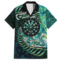 New Zealand Darts Personalised Family Matching Off Shoulder Maxi Dress and Hawaiian Shirt Aotearoa Silver Fern Green Papua Shell Spirit LT9 Dad's Shirt - Short Sleeve Green - Polynesian Pride