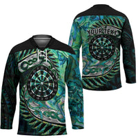 New Zealand Darts Personalised Hockey Jersey Aotearoa Silver Fern Green Papua Shell Spirit - Polynesian Pride