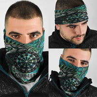 New Zealand Darts Personalised Neck Gaiter Aotearoa Silver Fern Green Papua Shell Spirit - Polynesian Pride