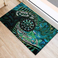 New Zealand Darts Personalised Rubber Doormat Aotearoa Silver Fern Green Papua Shell Spirit