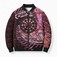 New Zealand Darts Personalised Bomber Puffer Jacket Aotearoa Silver Fern Pink Papua Shell Spirit - Polynesian Pride