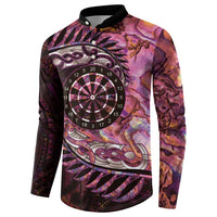 New Zealand Darts Personalised Button Sweatshirt Aotearoa Silver Fern Pink Papua Shell Spirit