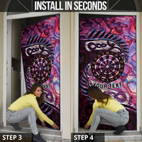 New Zealand Darts Personalised Door Cover Aotearoa Silver Fern Pink Papua Shell Spirit - Polynesian Pride