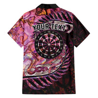 New Zealand Darts Personalised Family Matching Off Shoulder Maxi Dress and Hawaiian Shirt Aotearoa Silver Fern Pink Papua Shell Spirit LT9 - Polynesian Pride