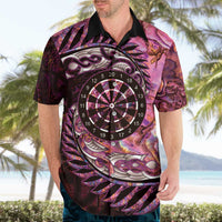 New Zealand Darts Personalised Hawaiian Shirt Aotearoa Silver Fern Pink Papua Shell Spirit