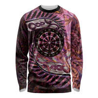 New Zealand Darts Personalised Long Sleeve Shirt Aotearoa Silver Fern Pink Papua Shell Spirit