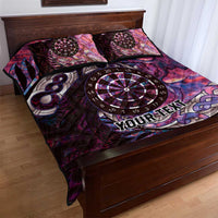 New Zealand Darts Personalised Quilt Bed Set Aotearoa Silver Fern Pink Papua Shell Spirit