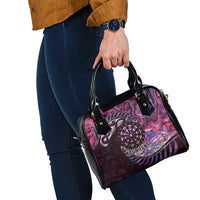 New Zealand Darts Personalised Shoulder Handbag Aotearoa Silver Fern Pink Papua Shell Spirit LT9 - Polynesian Pride