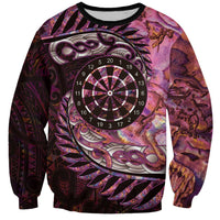 New Zealand Darts Personalised Sweatshirt Aotearoa Silver Fern Pink Papua Shell Spirit