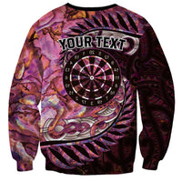 New Zealand Darts Personalised Sweatshirt Aotearoa Silver Fern Pink Papua Shell Spirit
