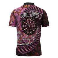 New Zealand Darts Personalised Zipper Polo Shirt Aotearoa Silver Fern Pink Papua Shell Spirit - Polynesian Pride