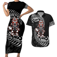 New Zealand Indigenous-Maori Rugby Custom Couples Matching Short Sleeve Bodycon Dress and Hawaiian Shirt