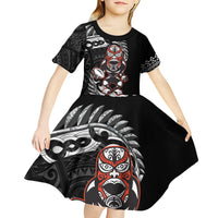 New Zealand Indigenous-Maori Rugby Custom Kid Short Sleeve Dress
