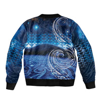 New Zealand Matariki Bomber Jacket Taniko Aramoana With Koru Galaxy Sky Night LT9 - Polynesian Pride