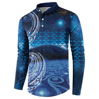 New Zealand Matariki Button Sweatshirt Taniko Aramoana With Koru Galaxy Sky Night