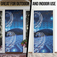 New Zealand Matariki Door Cover Taniko Aramoana With Koru Galaxy Sky Night - Polynesian Pride