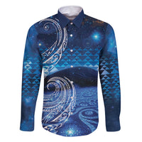 New Zealand Matariki Family Matching Long Sleeve Bodycon Dress and Hawaiian Shirt Taniko Aramoana With Koru Galaxy Sky Night