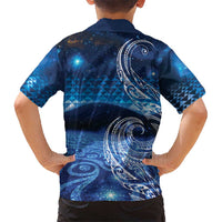 New Zealand Matariki Kid Hawaiian Shirt Taniko Aramoana With Koru Galaxy Sky Night