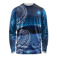 New Zealand Matariki Long Sleeve Shirt Taniko Aramoana With Koru Galaxy Sky Night